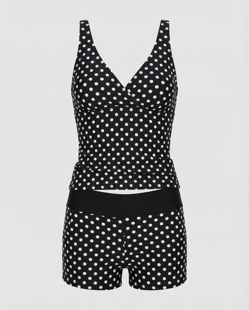 Figurschmeichelnder Damen-Tankini, Tankini-Oberteil & Modische Shorts