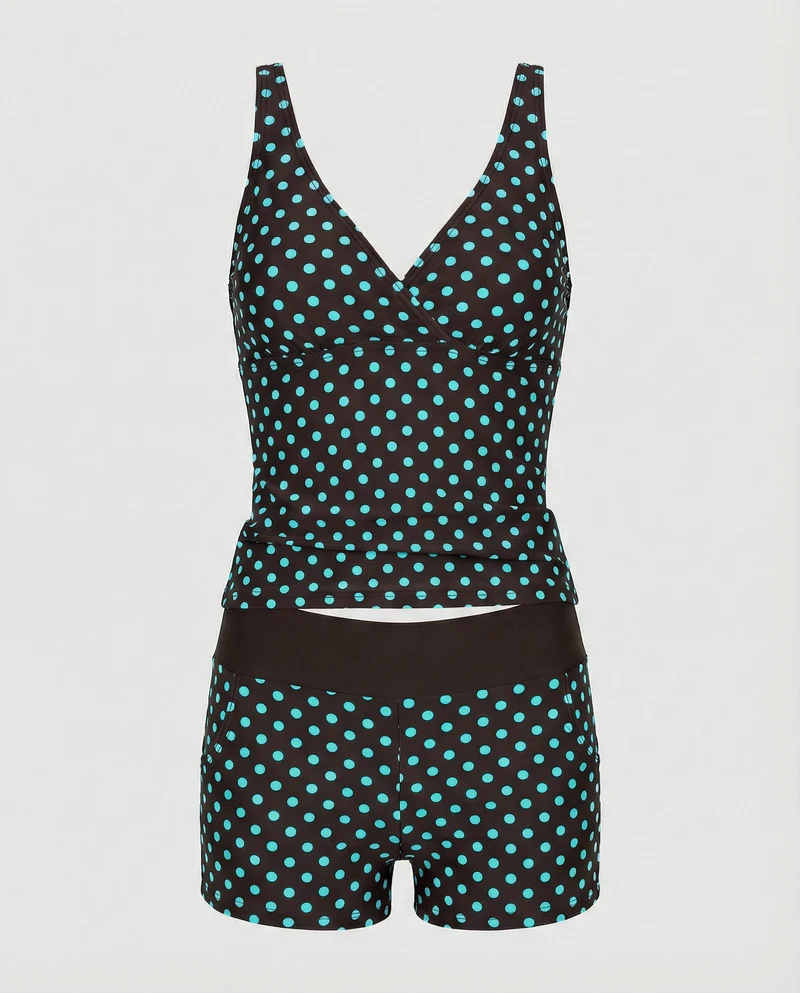 Figurschmeichelnder Damen-Tankini, Tankini-Oberteil & Modische Shorts