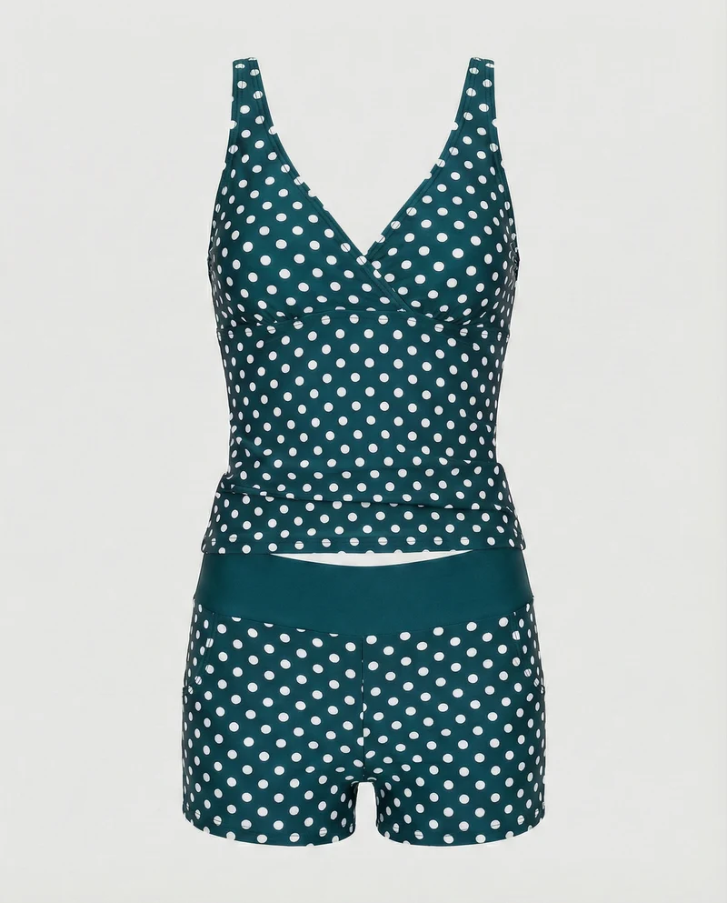 Figurschmeichelnder Damen-Tankini, Tankini-Oberteil & Modische Shorts