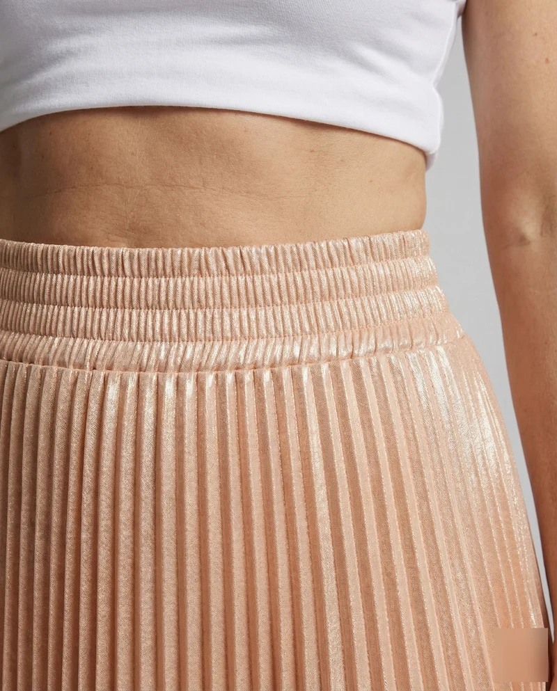 Damen Elegante Geschwungener Saum Satin Plissee-Meerjungfrauen-Midirock