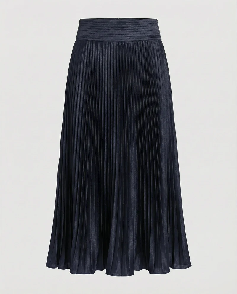 Damen Elegante Geschwungener Saum Satin Plissee-Meerjungfrauen-Midirock