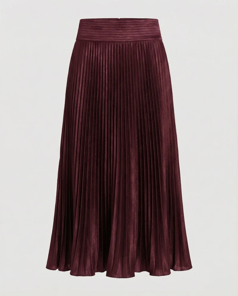 Damen Elegante Geschwungener Saum Satin Plissee-Meerjungfrauen-Midirock