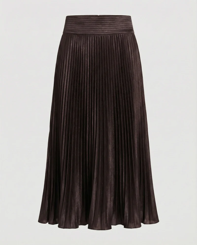 Damen Elegante Geschwungener Saum Satin Plissee-Meerjungfrauen-Midirock