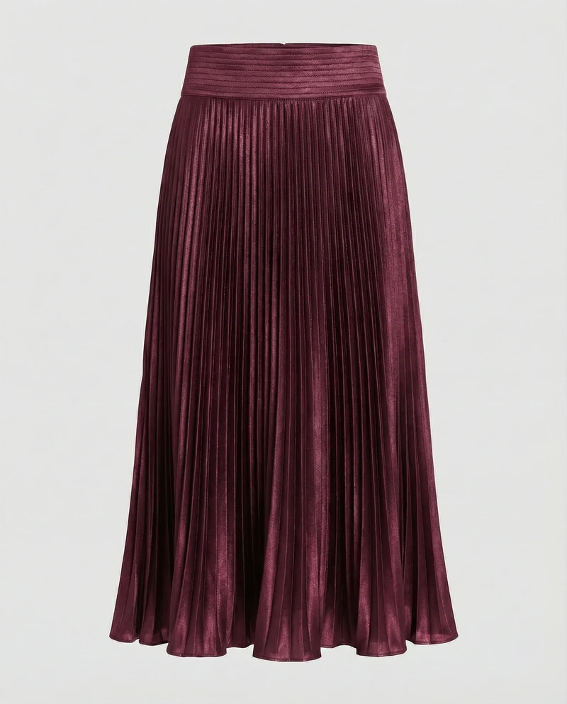 Damen Elegante Geschwungener Saum Satin Plissee-Meerjungfrauen-Midirock