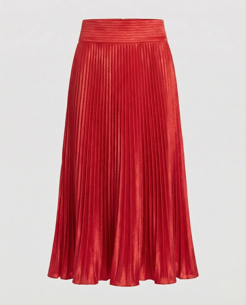 Damen Elegante Geschwungener Saum Satin Plissee-Meerjungfrauen-Midirock