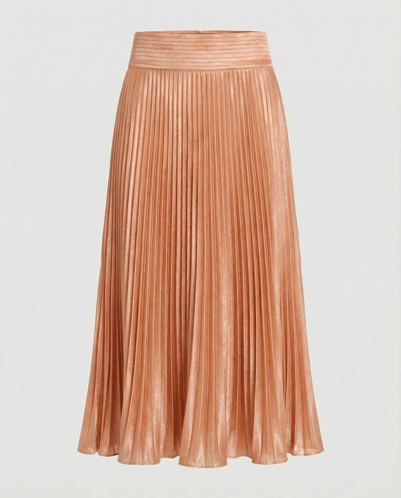 Damen Elegante Geschwungener Saum Satin Plissee-Meerjungfrauen-Midirock