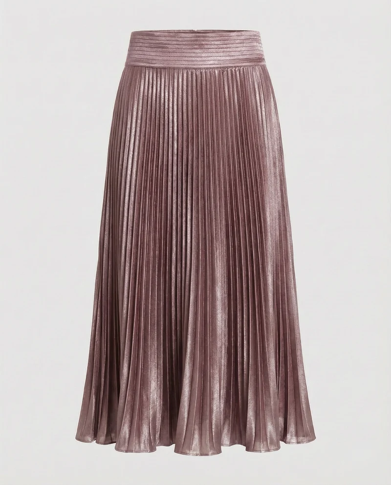 Damen Elegante Geschwungener Saum Satin Plissee-Meerjungfrauen-Midirock