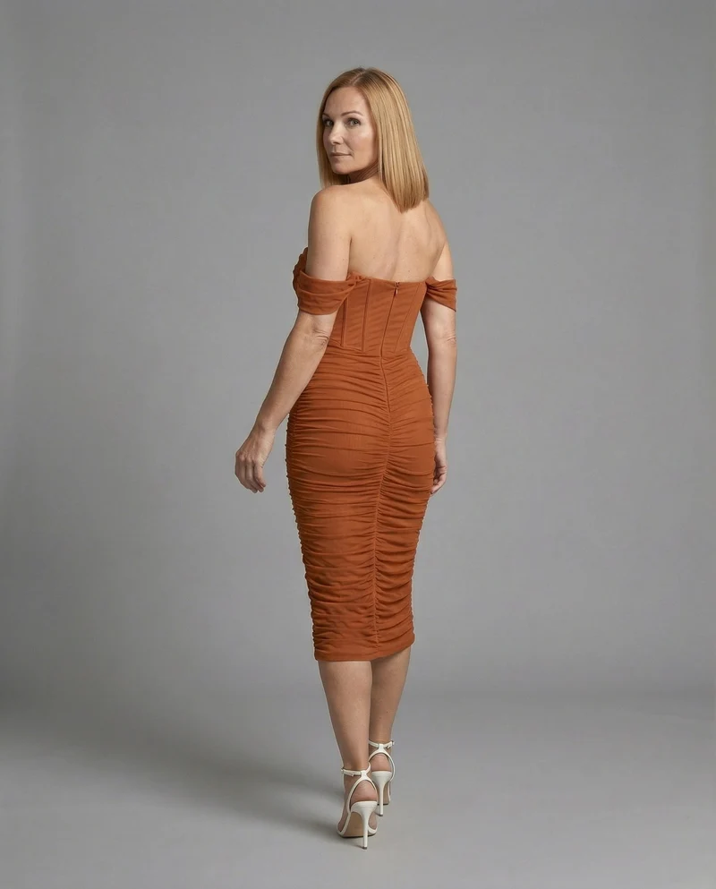 Damen Bardot Midikleid figurbetont