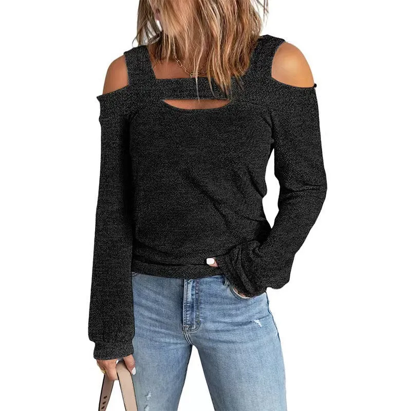 Damen lässiges Langarmshirt mit Cut-Out-Design