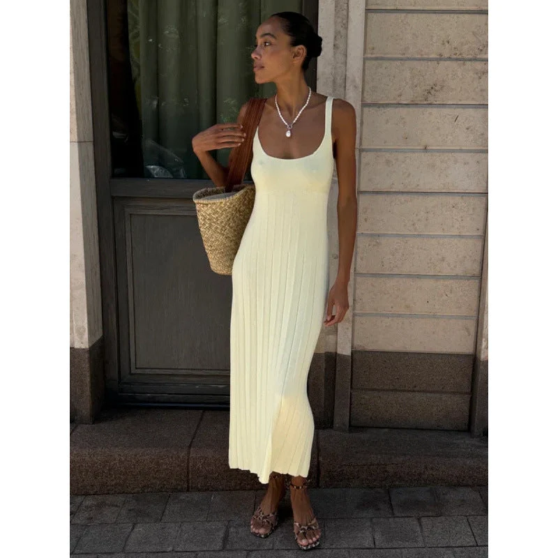 Damen Elegantes gestricktes Maxikleid mit schmalem Schnitt Nord Taschen