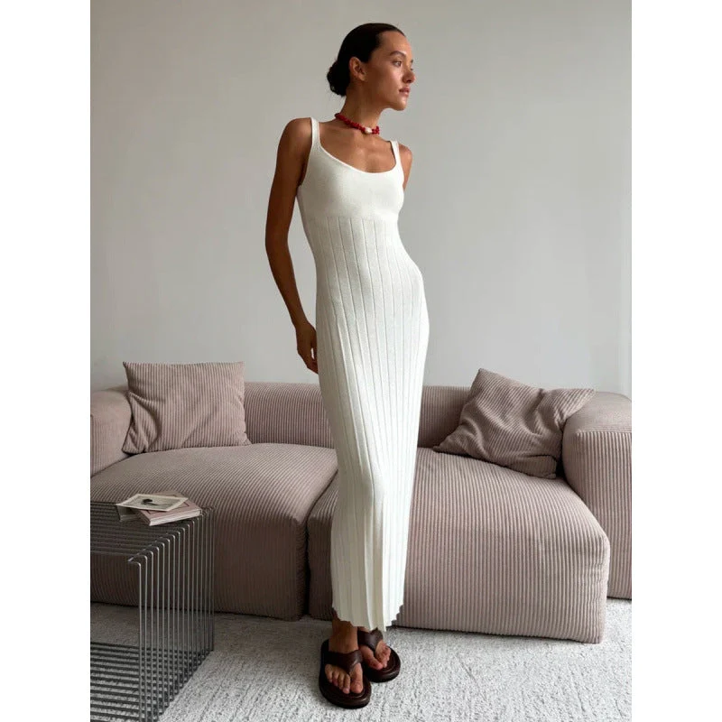 Damen Elegantes gestricktes Maxikleid mit schmalem Schnitt Nord Taschen