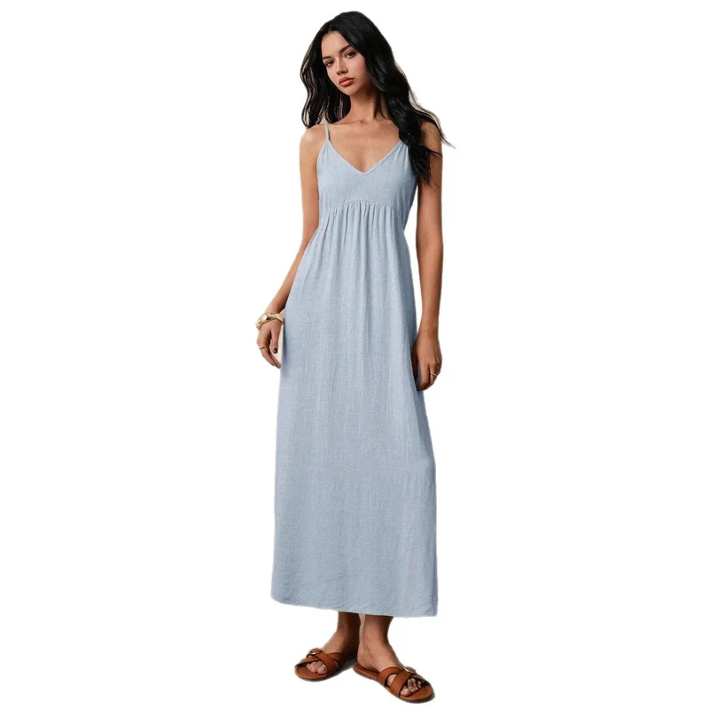Damen Maxikleid mit feinen Spaghettiträgern und leichtem, atmungsaktivem Material Nord Taschen