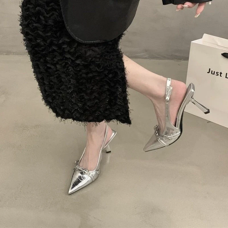 Damen Slingback High Heels mit eleganter Schnallenverzierung