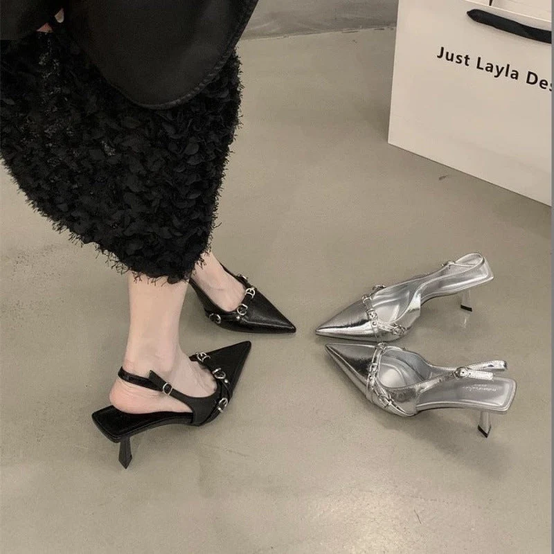 Damen Slingback High Heels mit eleganter Schnallenverzierung
