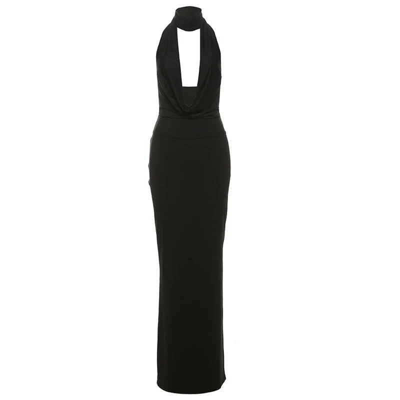 Damen Elegantes Maxikleid mit tiefem V-Ausschnitt und seitlichen Cut-Outs