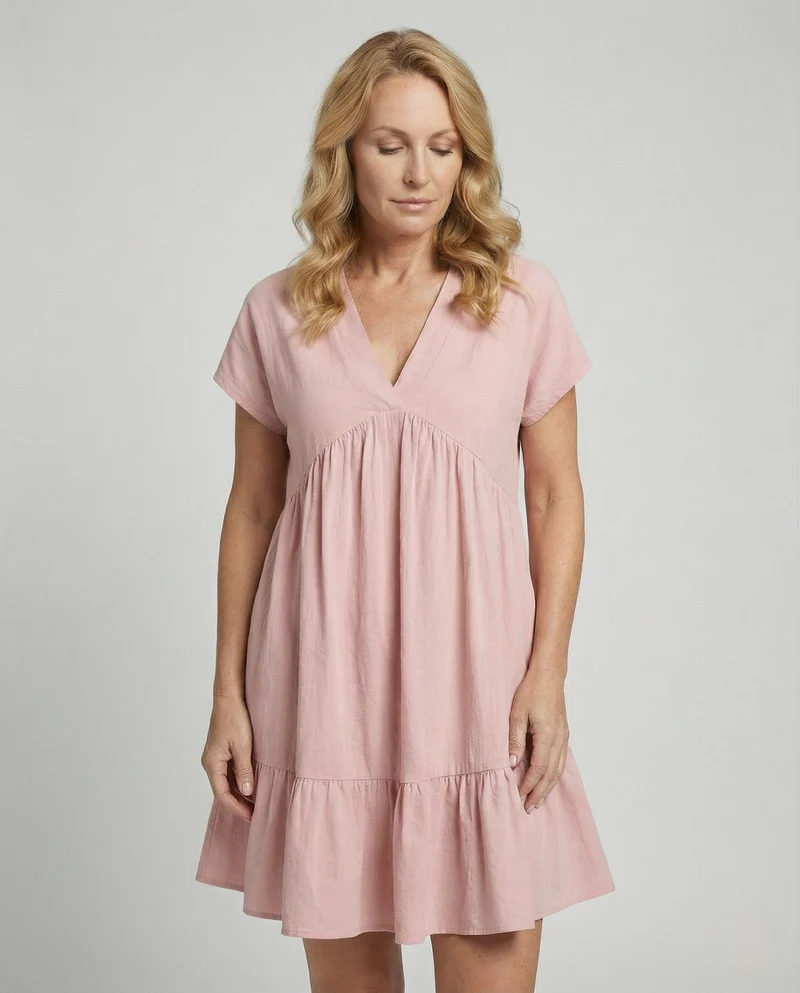 Damen Babydoll-Sommerkleid mit Empire-Taille