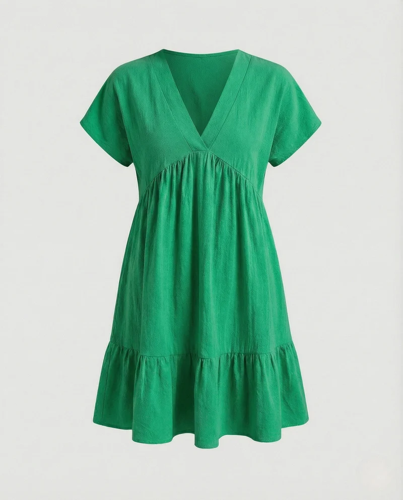 Damen Babydoll-Sommerkleid mit Empire-Taille