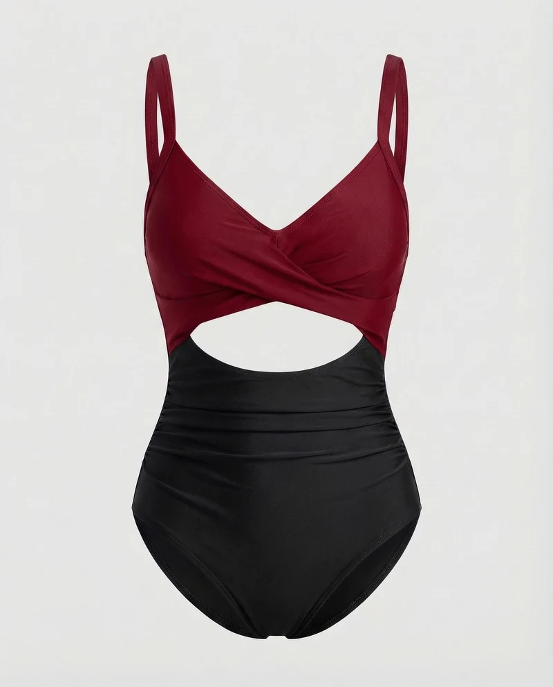 Damen Monokini Überkreuzte Wickeloptik