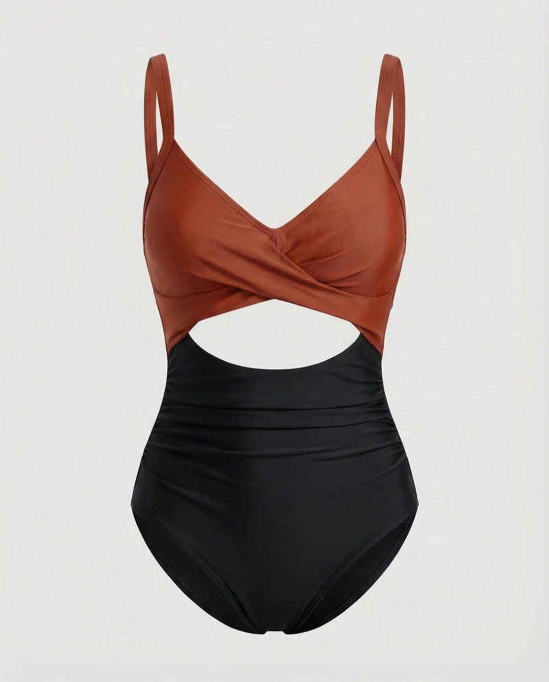 Damen Monokini Überkreuzte Wickeloptik