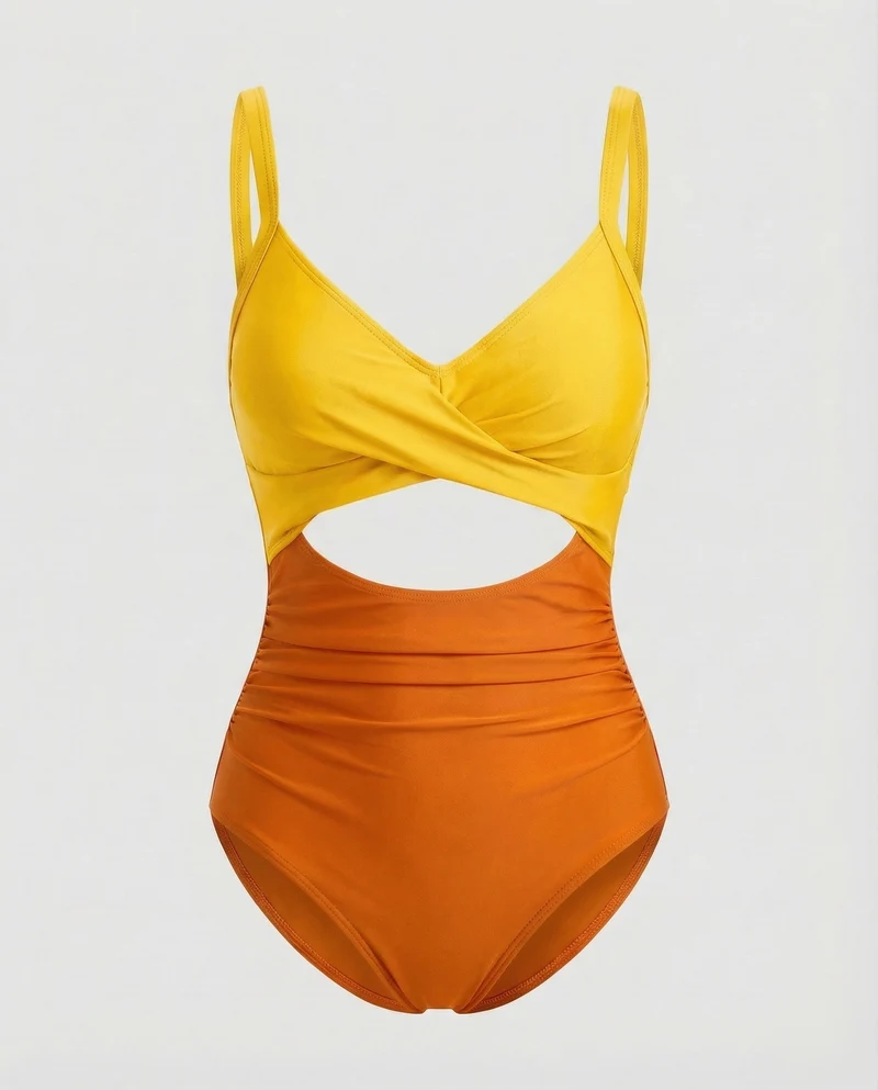 Damen Monokini Überkreuzte Wickeloptik