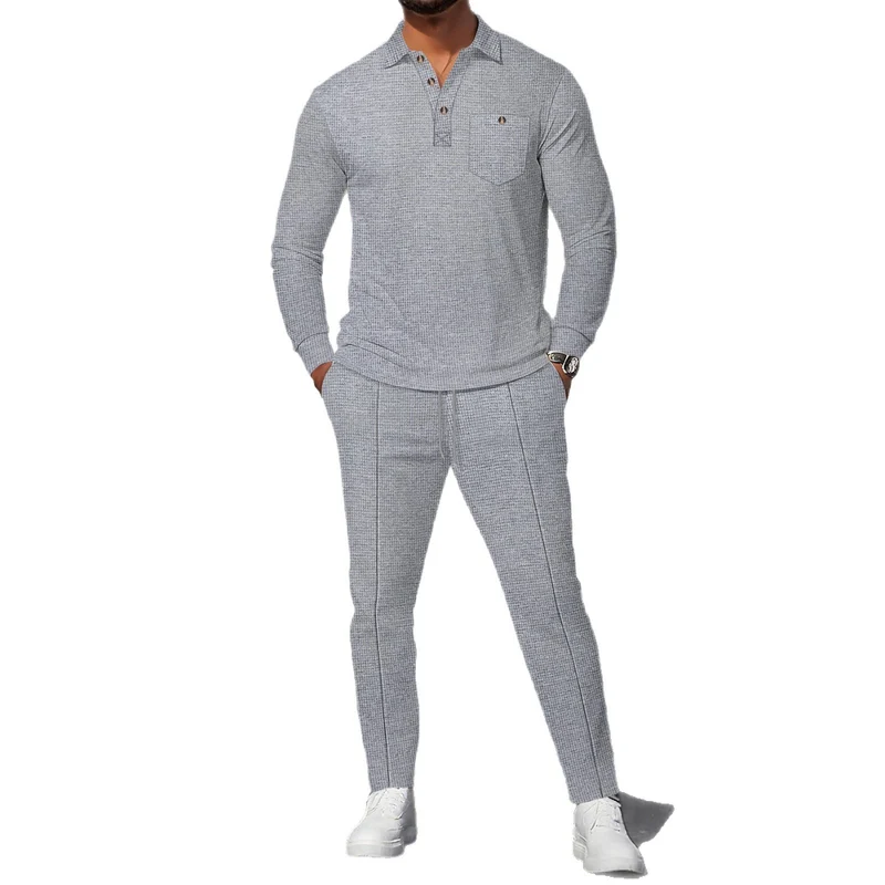 Herren eleganter Freizeitanzug mit strukturiertem Oberteil und modischen Hosen