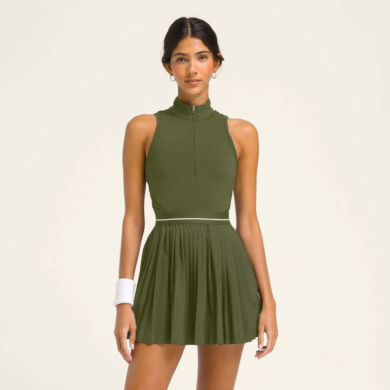 Damen Sportliches Kleid mit hochgeschlossenem Kragen und Reißverschluss Nord Taschen