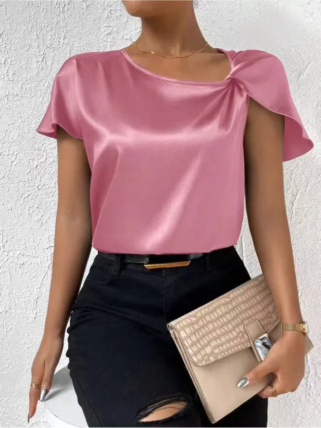 Damen Elegantes Top mit asymmetrischem Schnitt und feinem Glanz