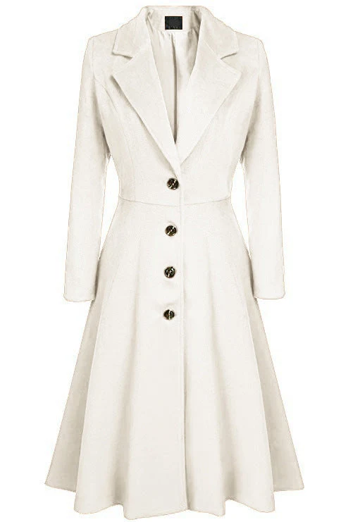 Damen eleganter Trenchcoat mit strukturiertem Fleece und kunstvollen Knopfdetails