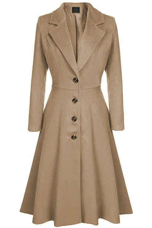Damen eleganter Trenchcoat mit strukturiertem Fleece und kunstvollen Knopfdetails