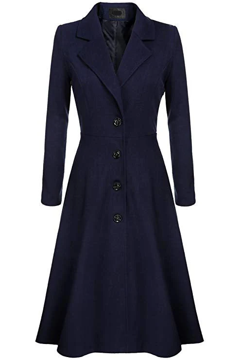 Damen eleganter Trenchcoat mit strukturiertem Fleece und kunstvollen Knopfdetails