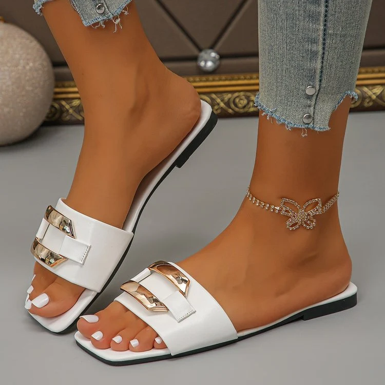 Damen Elegante und bequeme Slides mit dekorativen Metallakzenten
