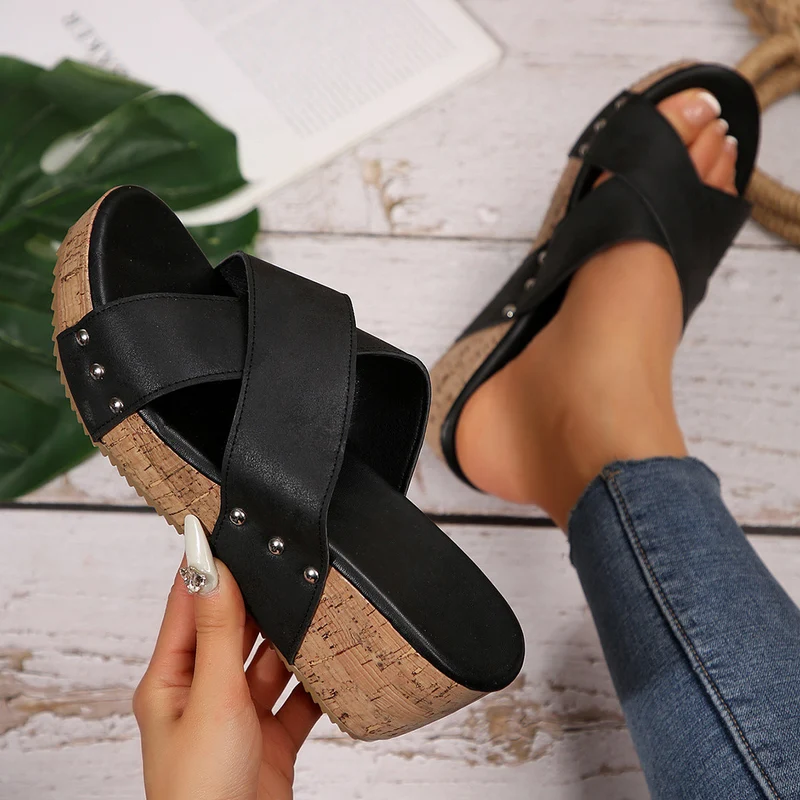Damen Wedge-Sandalen mit komfortabler Fußbett und elegante Riemen