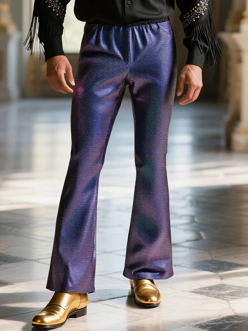 Herren glitzernde Paillettenhose im extravaganten Disco-Stil