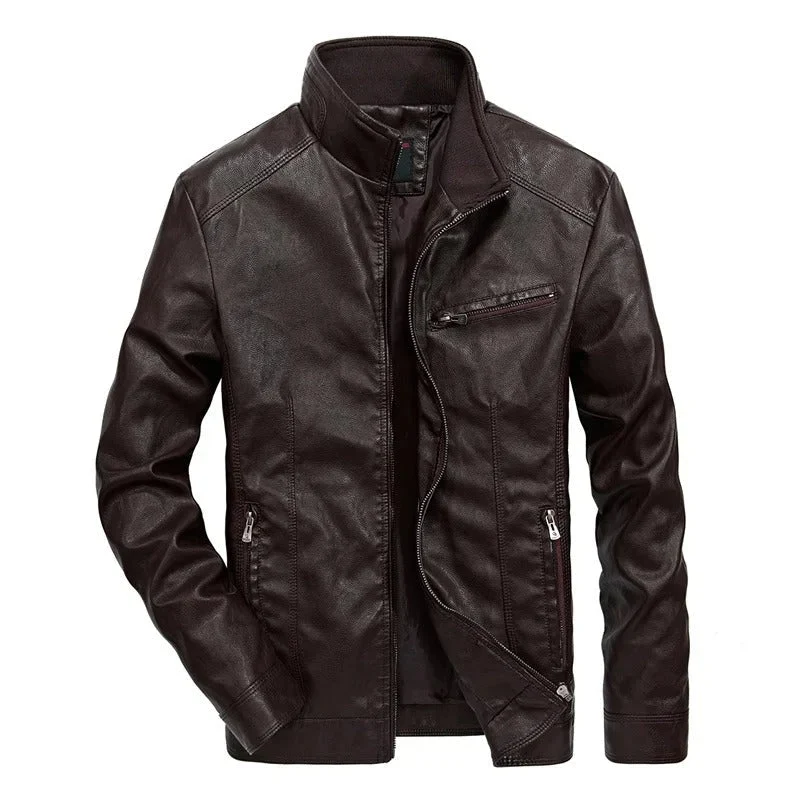 Lederjacke für Herren Frühlingsjacke mit Reißverschluss