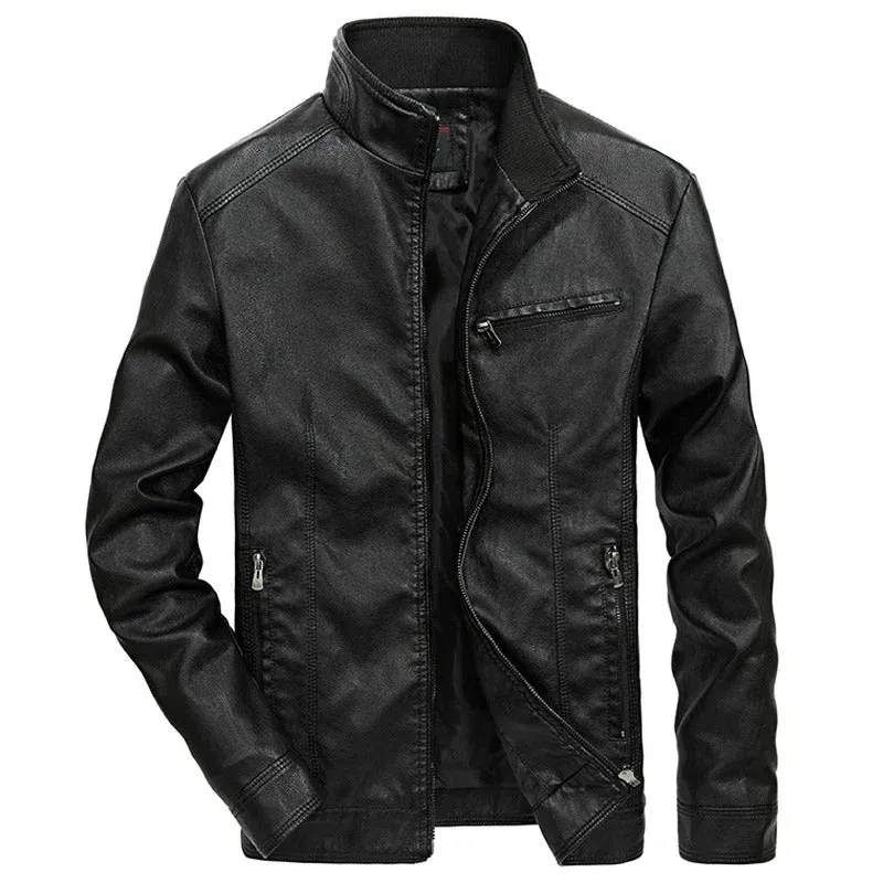 Lederjacke für Herren Frühlingsjacke mit Reißverschluss