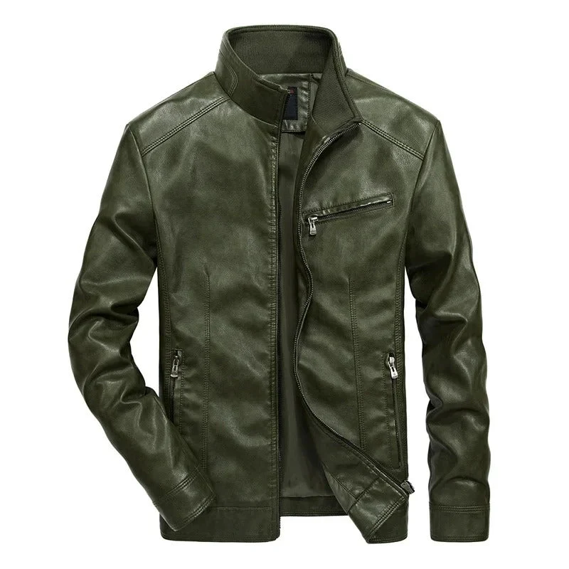 Lederjacke für Herren Frühlingsjacke mit Reißverschluss