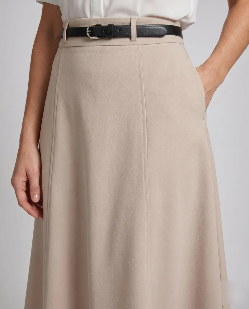 Damen Eleganter A-Linien Rock mit abnehmbarem Taillengürtel