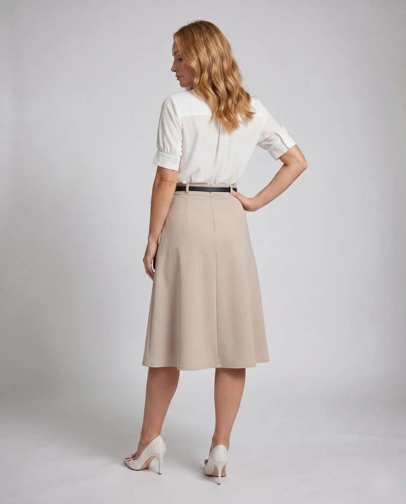 Damen Eleganter A-Linien Rock mit abnehmbarem Taillengürtel