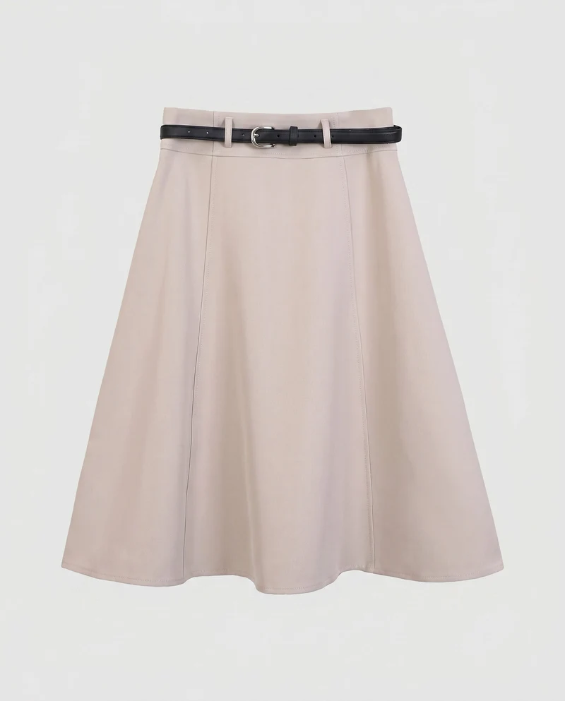 Damen Eleganter A-Linien Rock mit abnehmbarem Taillengürtel