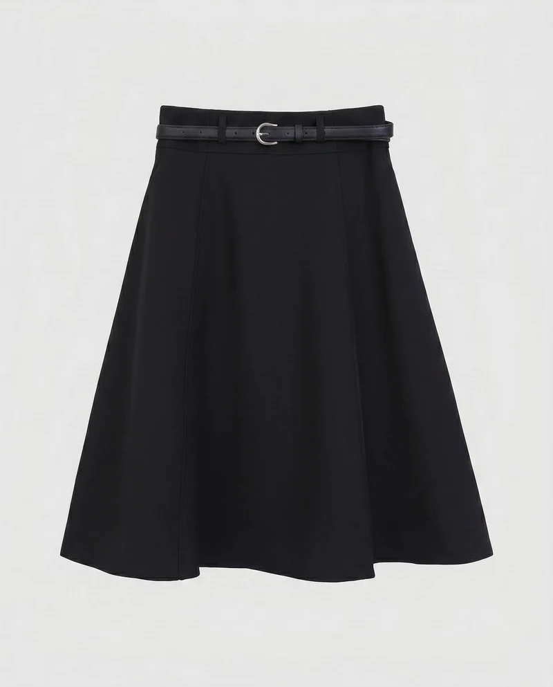 Damen Eleganter A-Linien Rock mit abnehmbarem Taillengürtel
