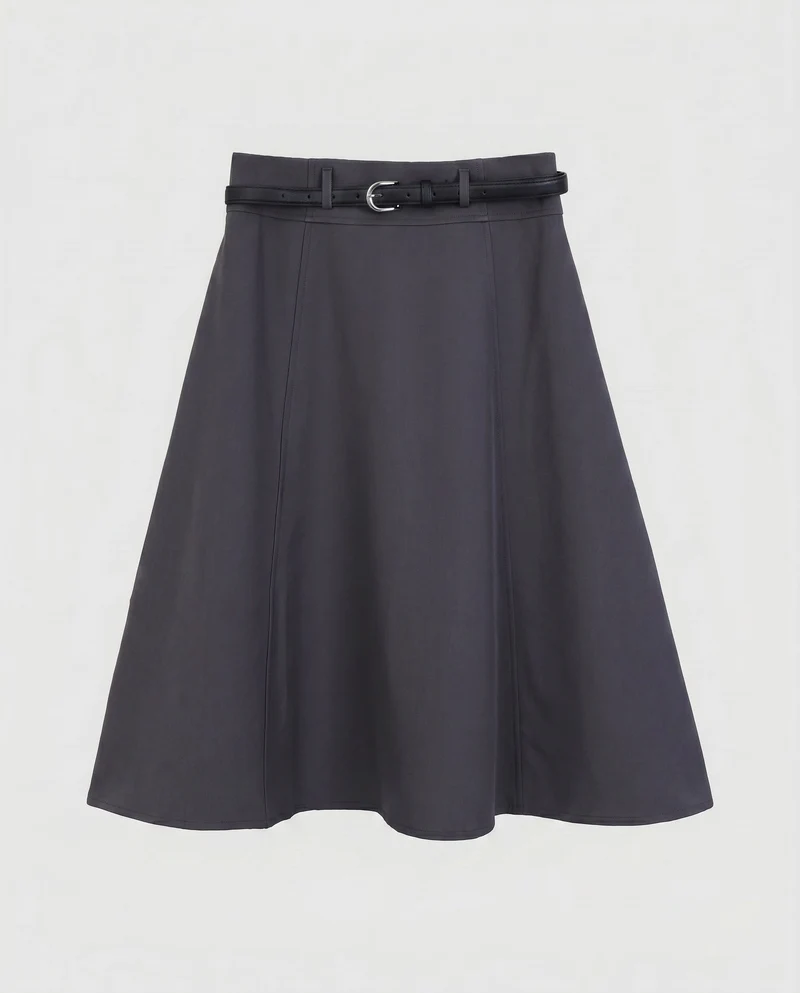 Damen Eleganter A-Linien Rock mit abnehmbarem Taillengürtel