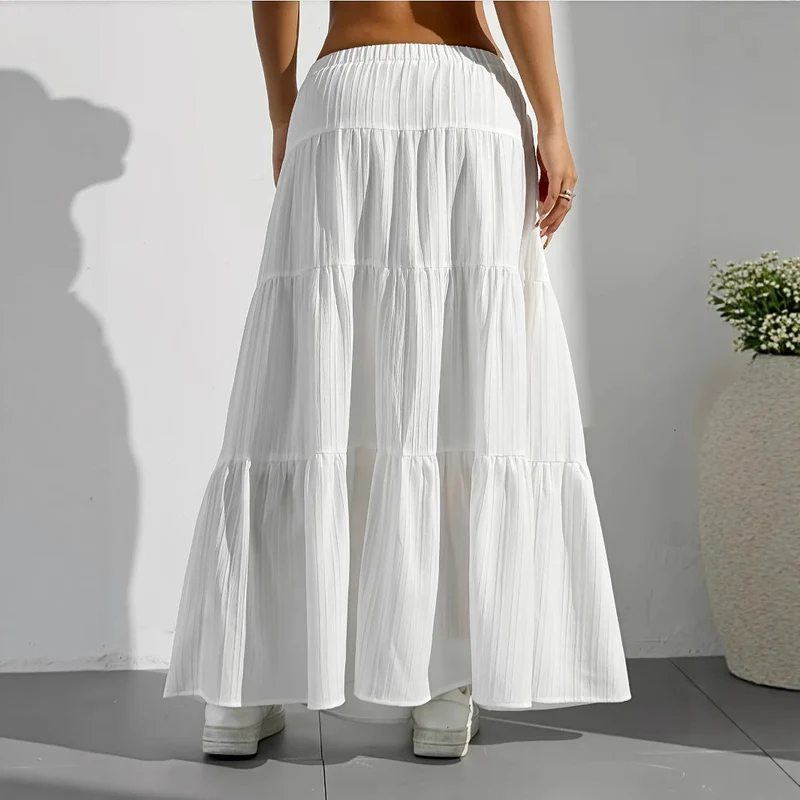 Damen Maxi-Rock mit lässigem Volant-Design und elastischem Bund