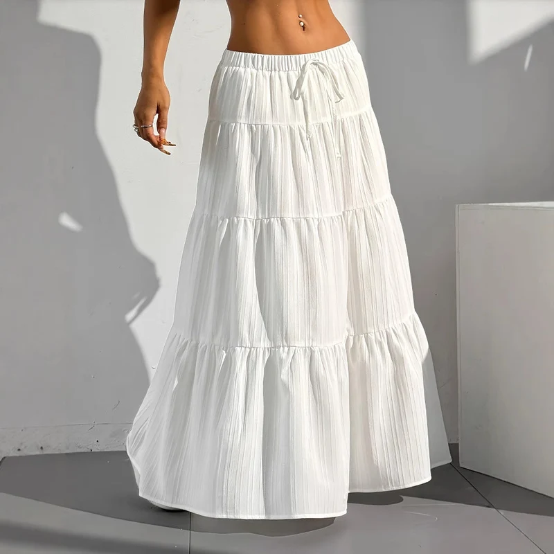 Damen Maxi-Rock mit lässigem Volant-Design und elastischem Bund