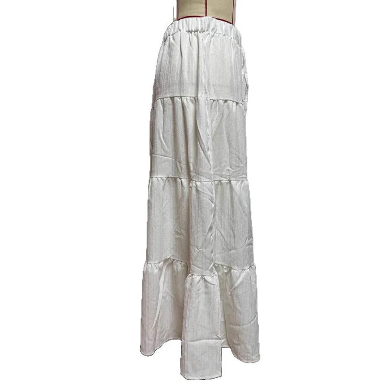 Damen Maxi-Rock mit lässigem Volant-Design und elastischem Bund