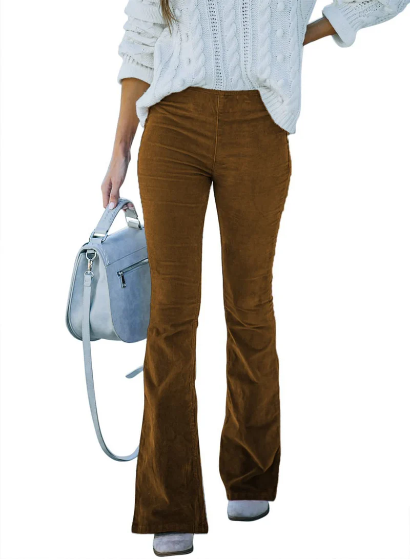 Damen Flared Cordhose mit hohem Bund und weichem Material