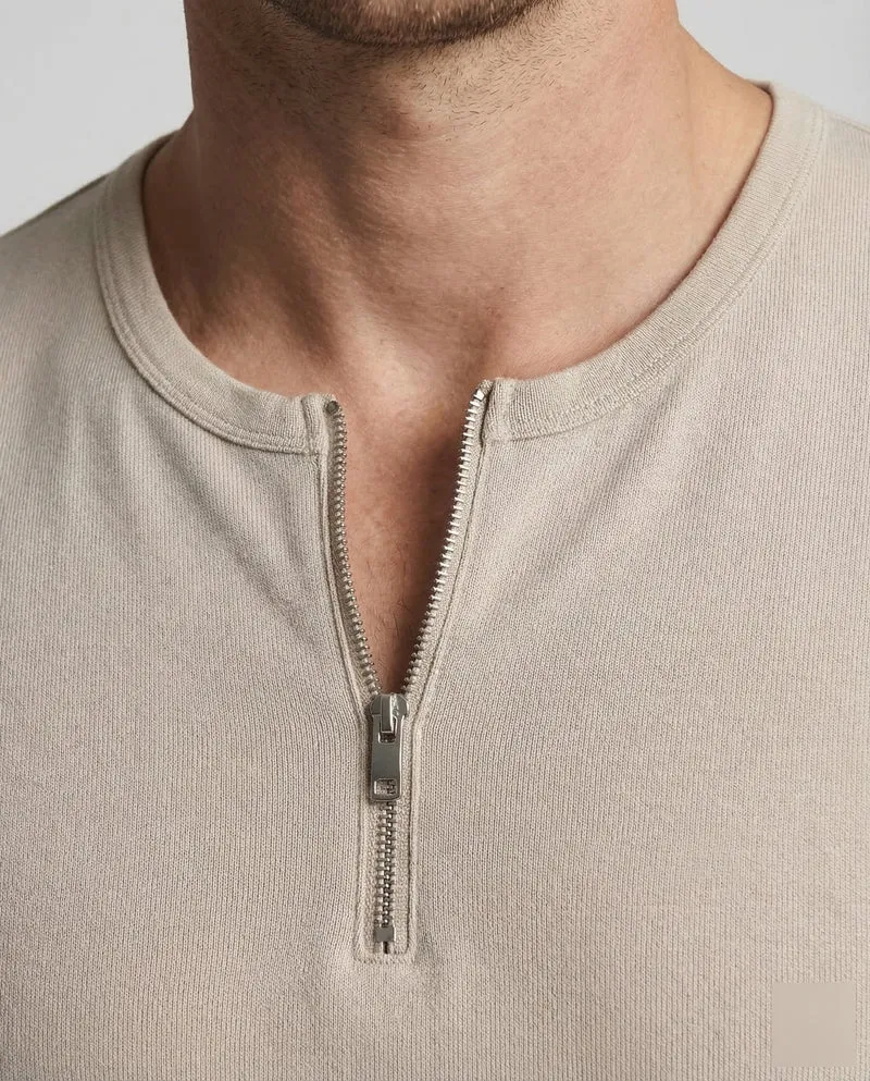 Herren Shirt Zip Stehkragen