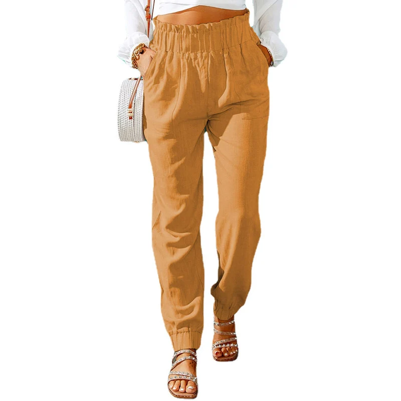 Damen Bequeme und elegante Sommerhose mit elastischem Bund und praktischen Taschen
