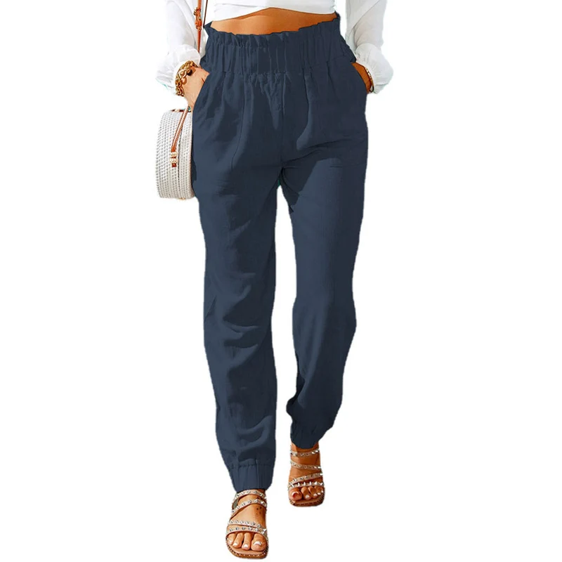 Damen Bequeme und elegante Sommerhose mit elastischem Bund und praktischen Taschen