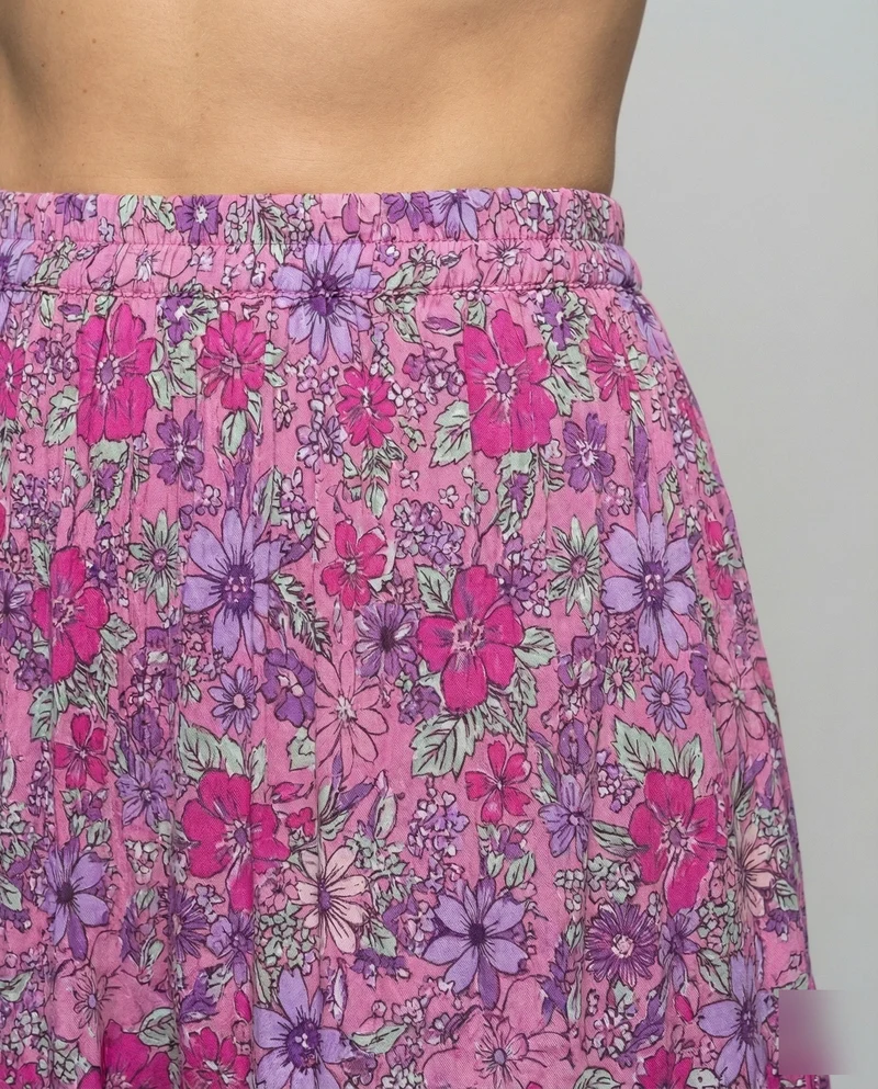 Damen knöchellanger Stufenrock im Boho-Stil