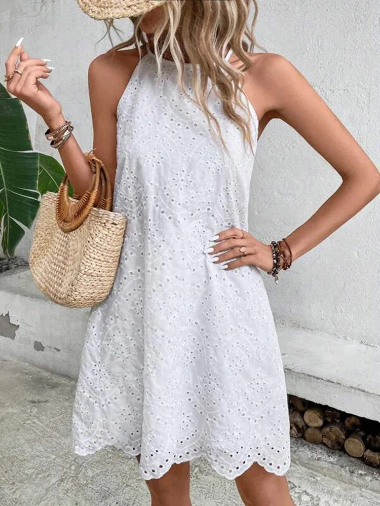 Damen Sommerkleid mit Spitzenmuster und lockerer Passform